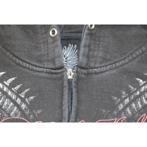 Y2K Xzavier Lizard Skeleton Zip Hoodie Black XL Emo Grunge Style “Live Free” - Picture 9 of 14